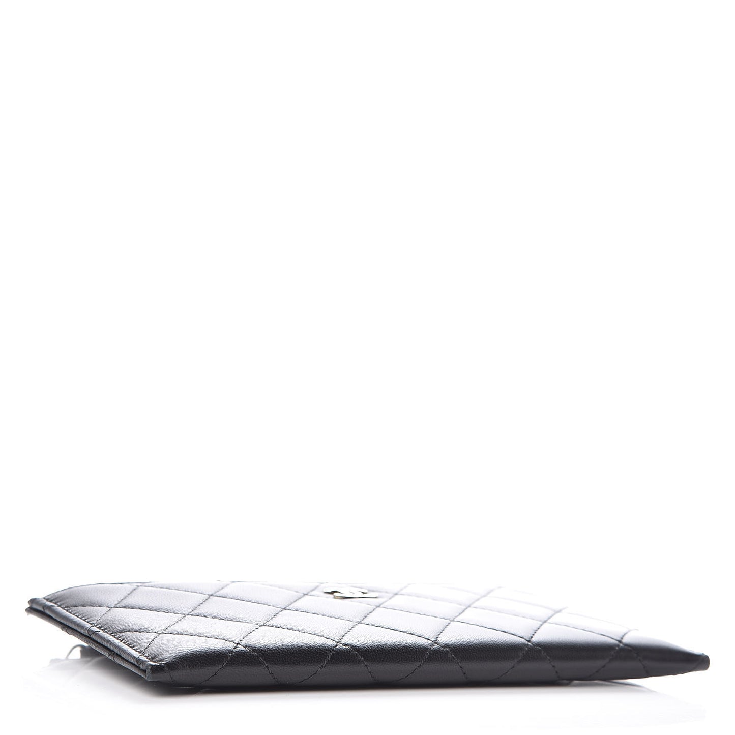 Lambskin Quilted Classic Zip Pouch Black