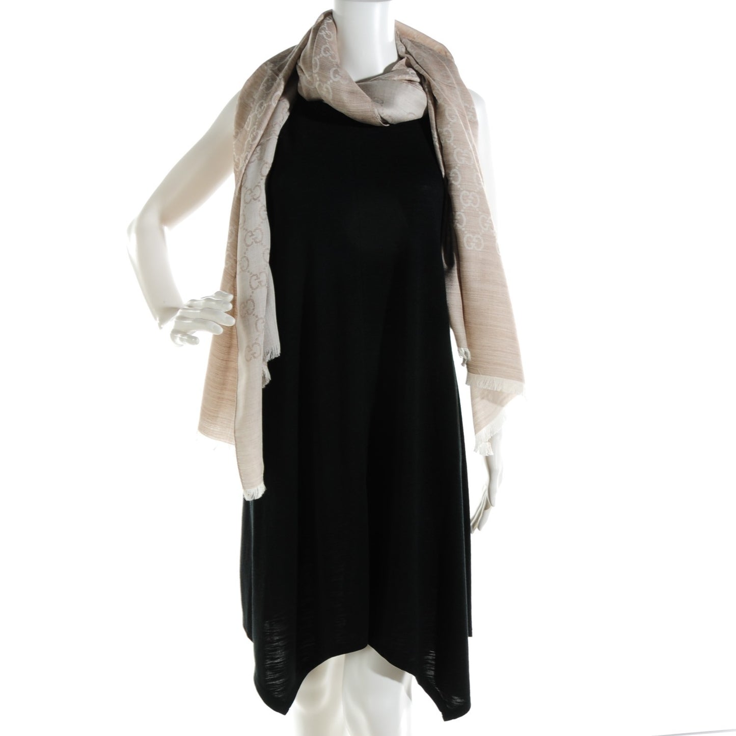 Wool Silk GG Monogram GGNat Plus Scarf Sand