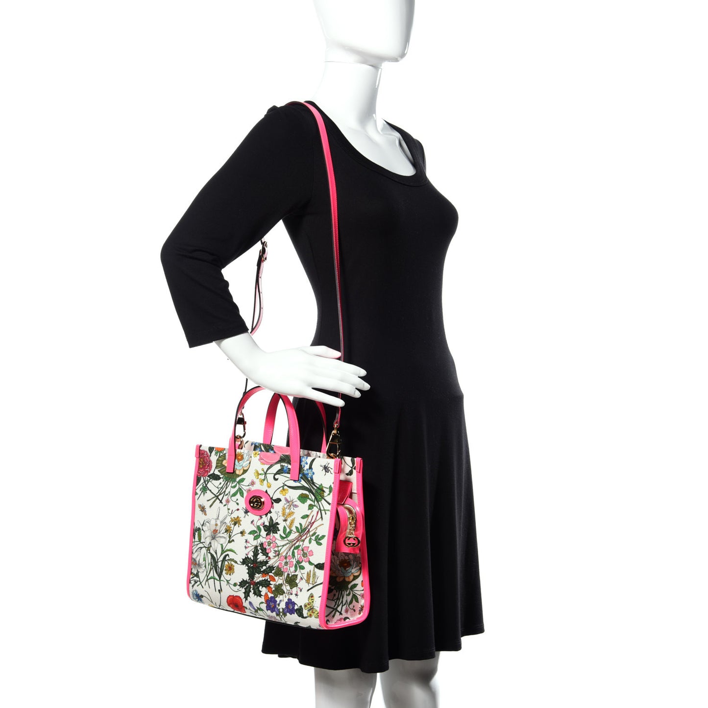 Canvas Medium Flora Tote Fuchsia