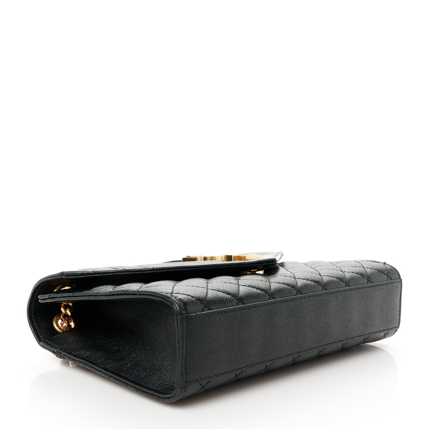 Saint Laurent Grain De Poudre Textured Mixed Matelasse Triquilt Medium Monogram Satchel Black 4 of 12