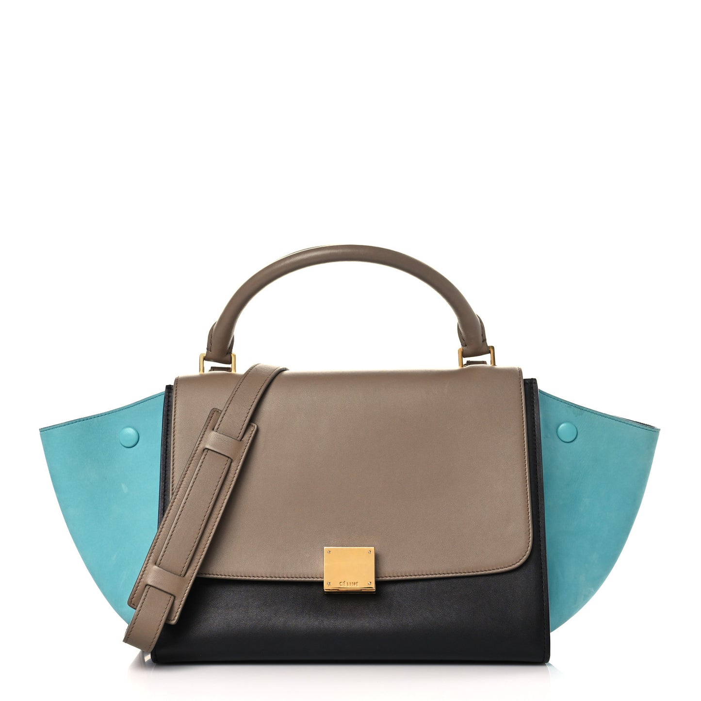 Smooth Calfskin Nubuck Small Tri-Color Trapeze Taupe