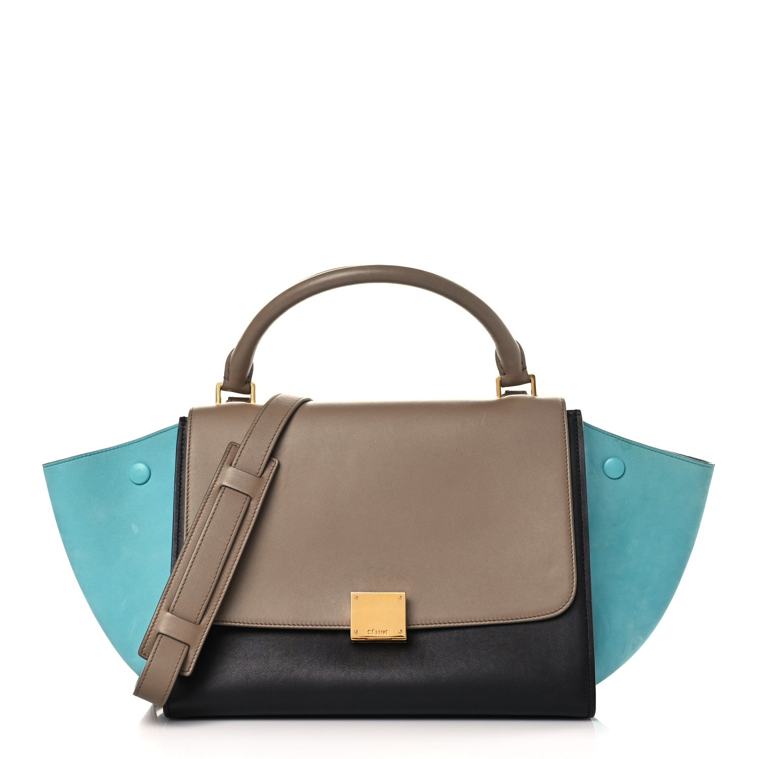 Celine Smooth Calfskin Nubuck Small Tri-Color Trapeze Taupe 1 of 9