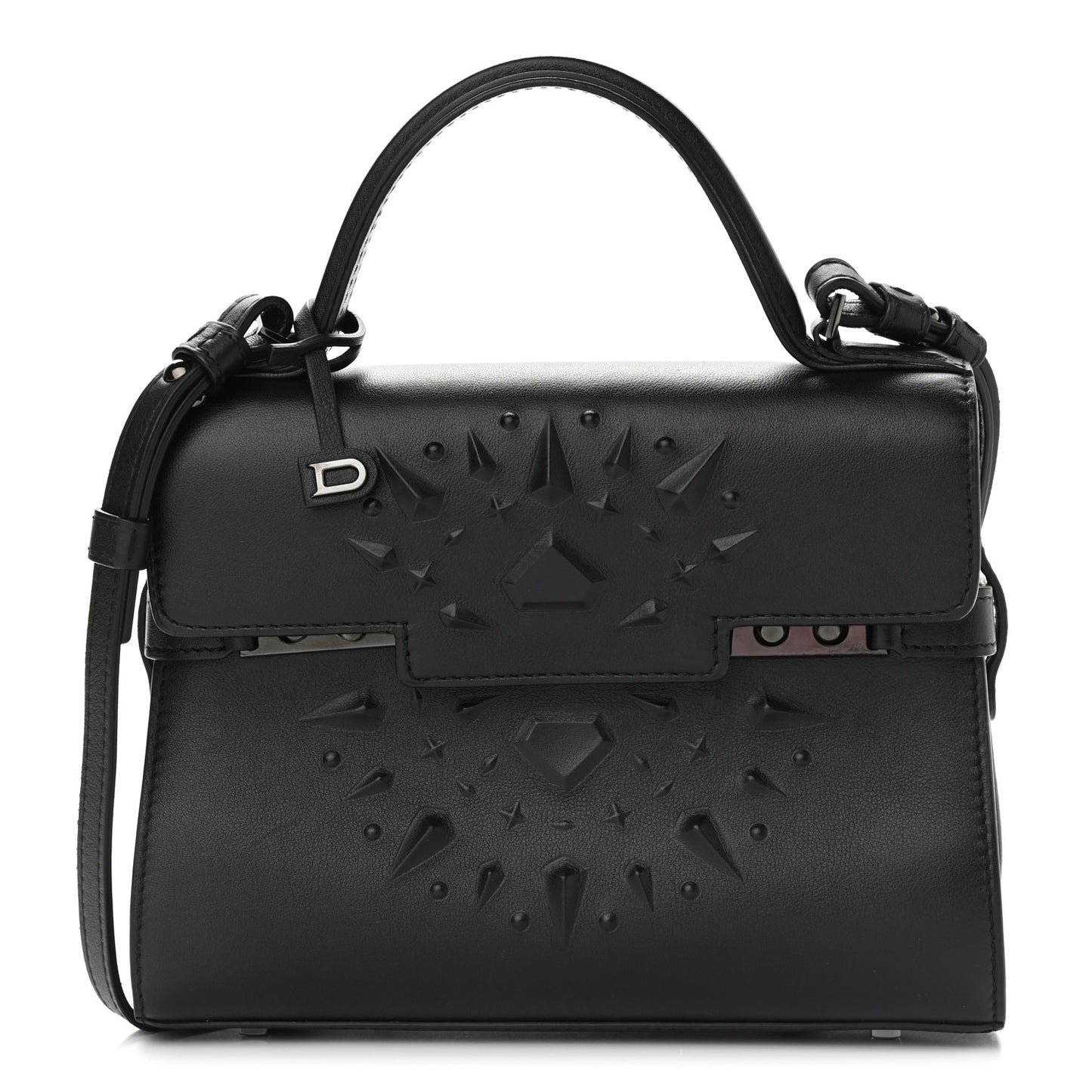 Calfskin Embossed Mini Tempete Satchel Black