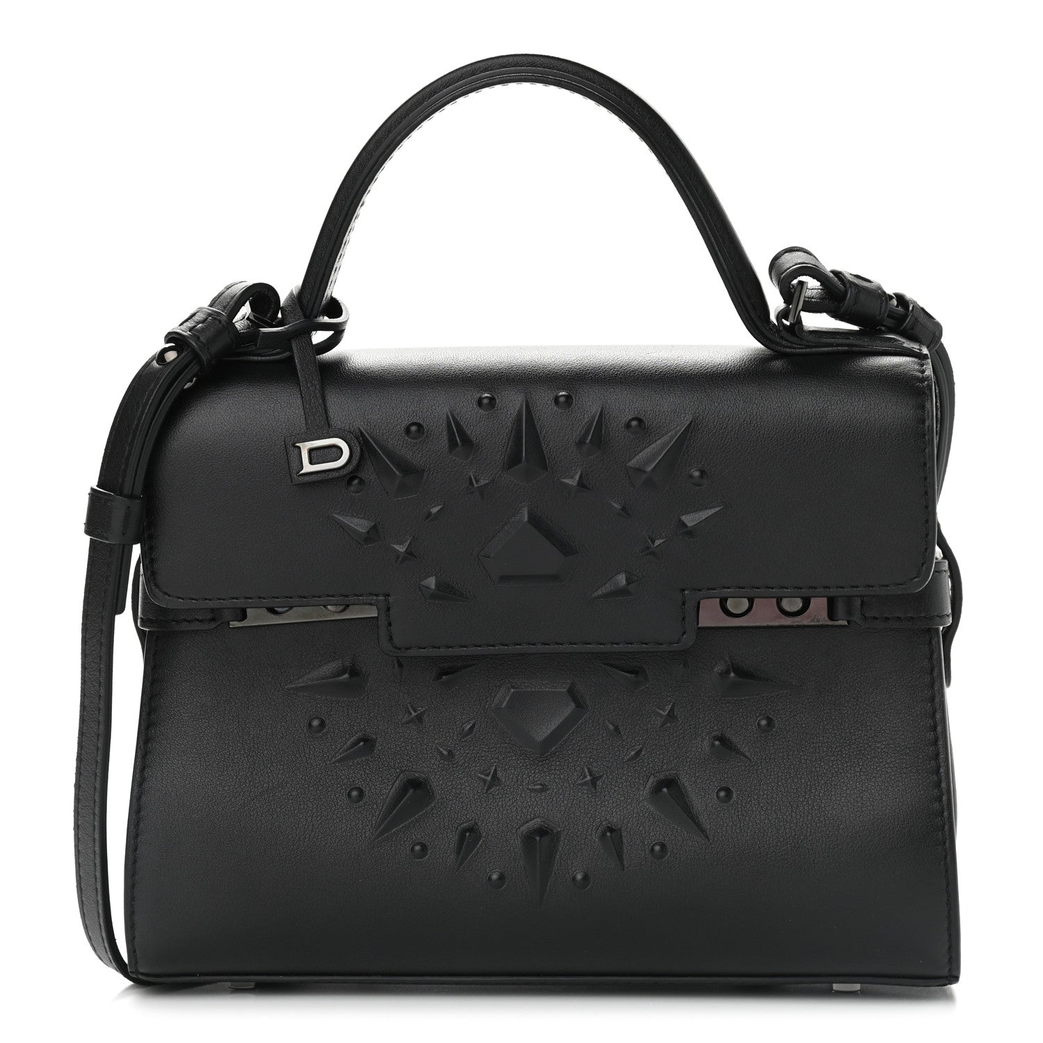 Delvaux Calfskin Embossed Mini Tempete Satchel Black 5 of 11