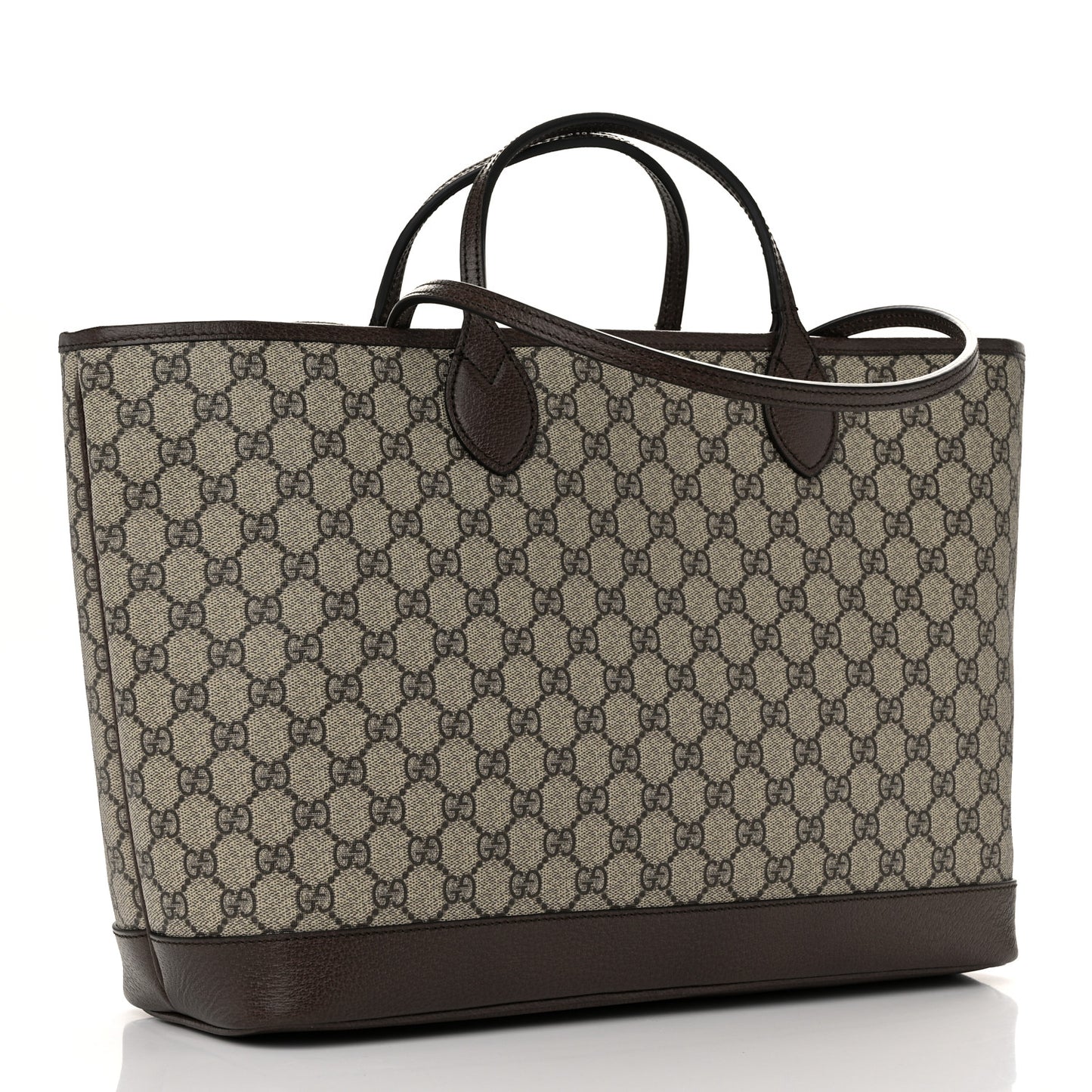 GG Supreme Monogram Textured Calfskin Medium Ophidia Shoulder Tote Bag Beige Ebony New Acero
