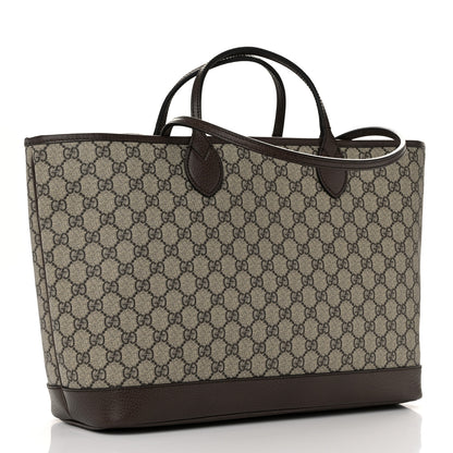 Gucci GG Supreme Monogram Textured Calfskin Medium Ophidia Shoulder Tote Bag Beige Ebony New Acero 3 of 10