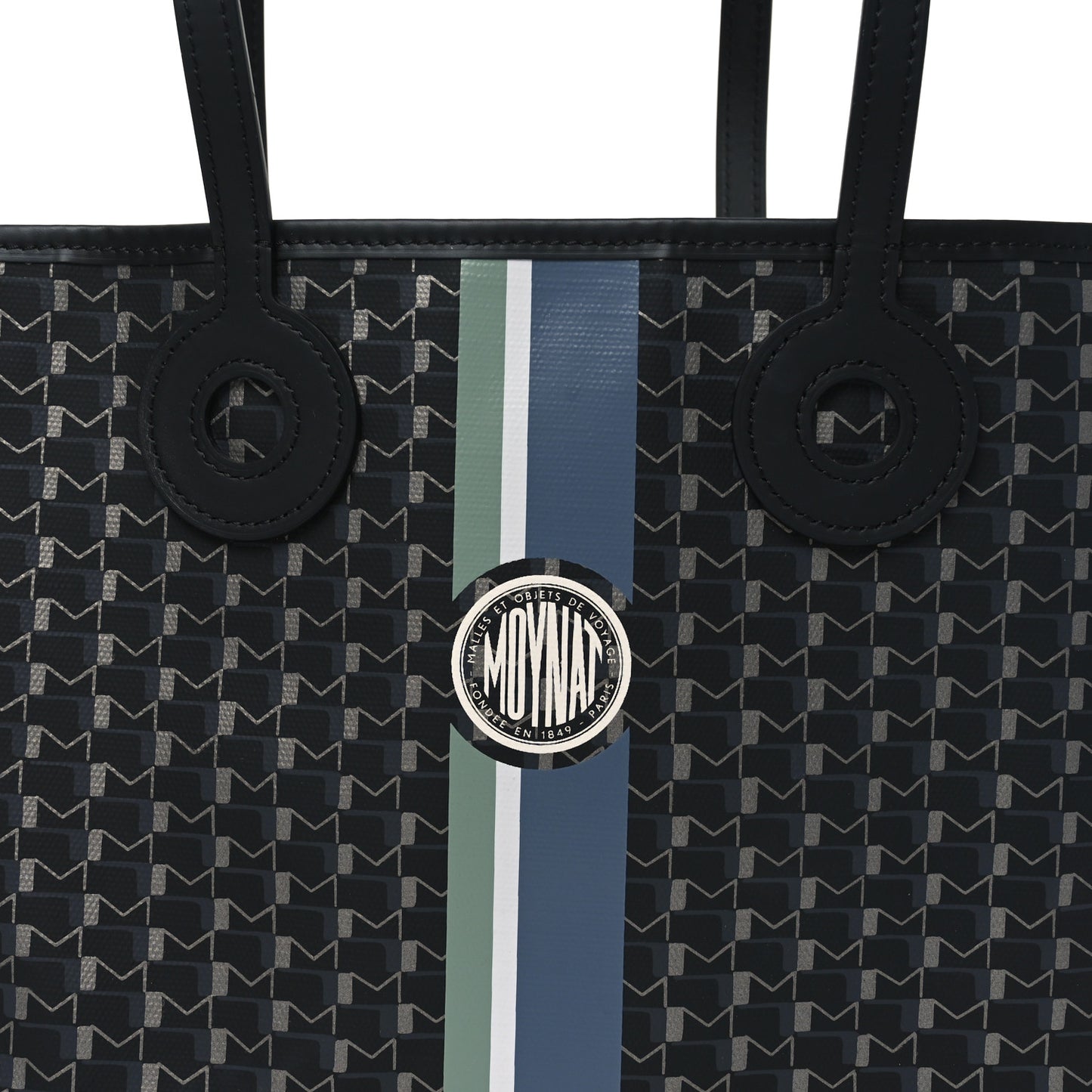 Grained Calfskin Canvas 1920 Oh! Tote Ruban PM Carbon Silver