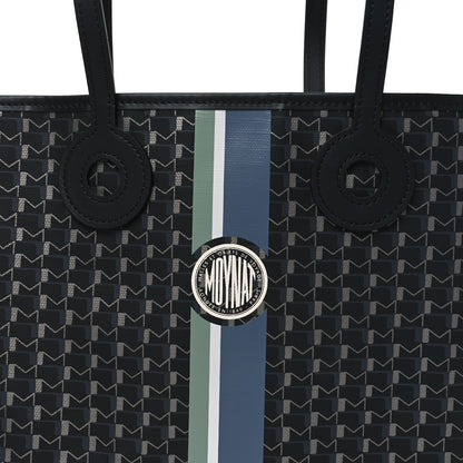 Moynat Grained Calfskin Canvas 1920 Oh! Tote Ruban PM Carbon Silver 7 of 10
