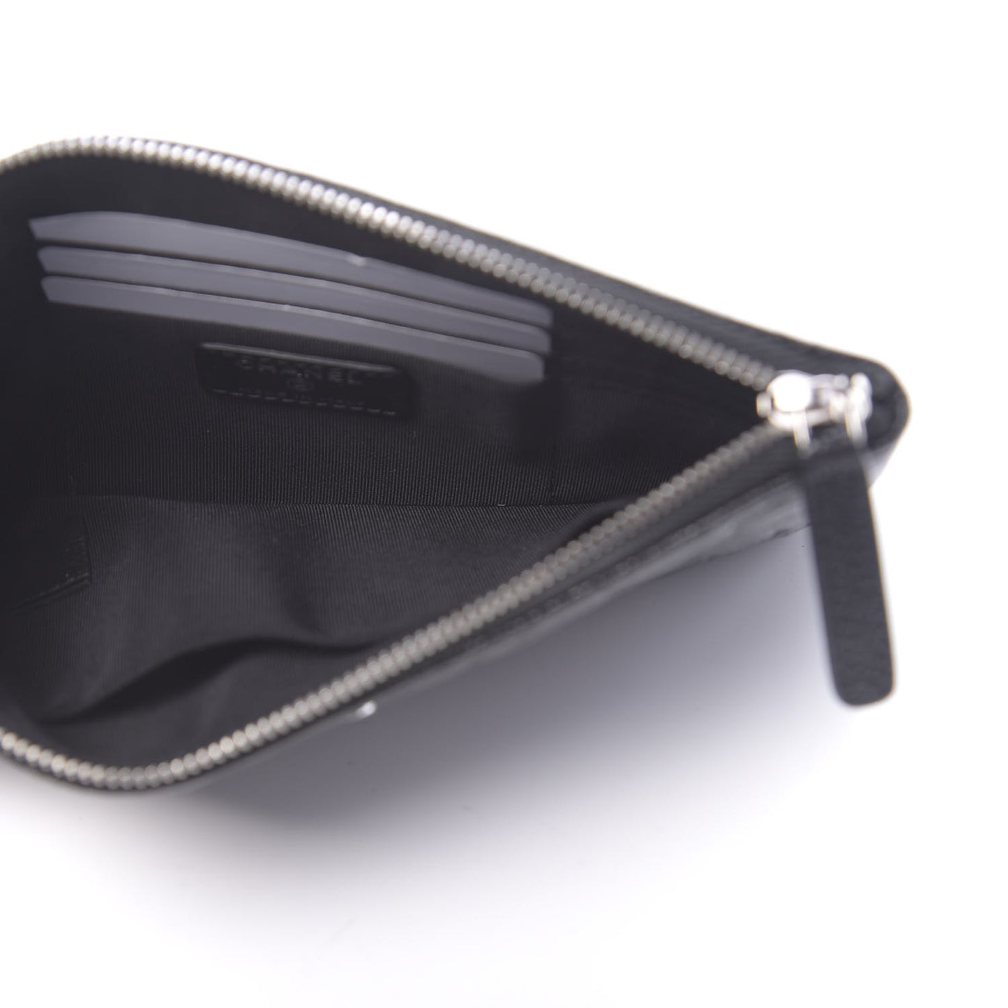 Caviar Camellia Embossed Cosmetic Pouch Black