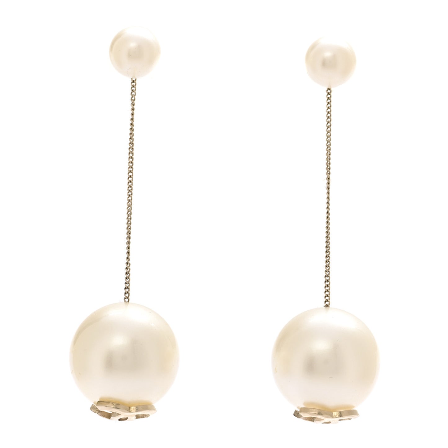 Pearl CC Drop Earrings Gold