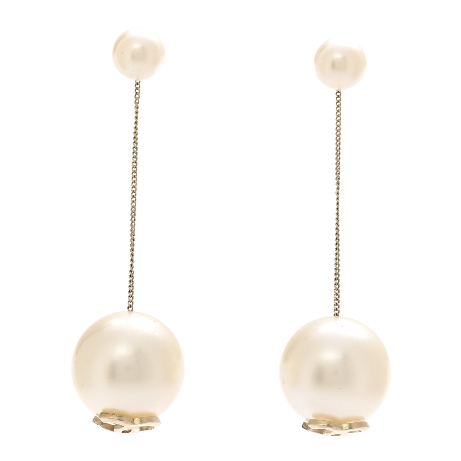 Chanel Pearl CC Drop Earrings Gold 1 of 4