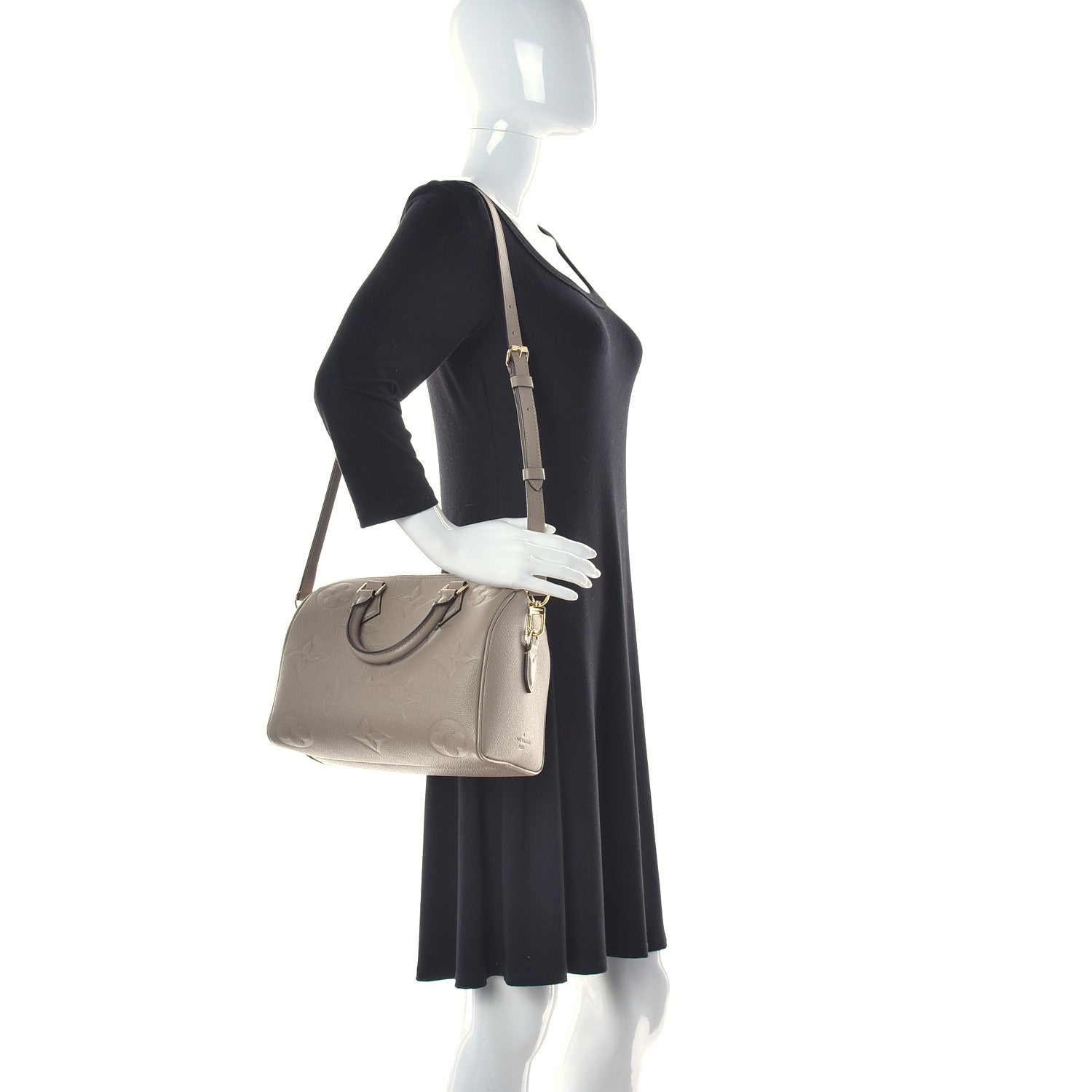 Louis Vuitton Empreinte Monogram Giant Speedy Bandouliere 25 Tourterelle 2 of 10