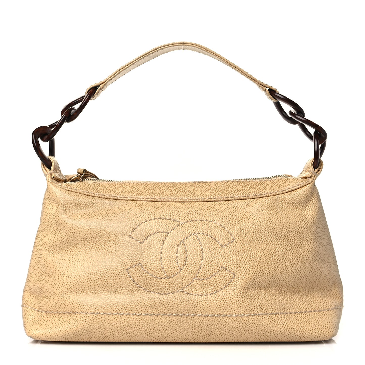 Caviar CC Wood Chain Hobo Beige
