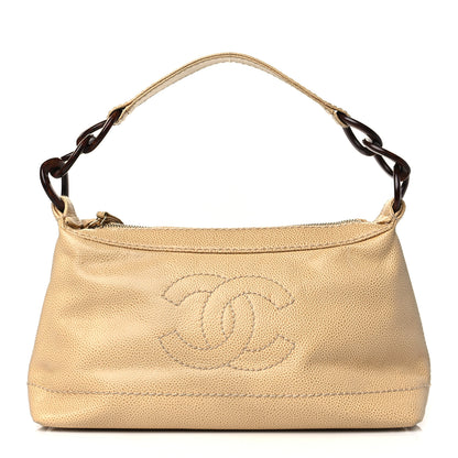 Chanel Caviar CC Wood Chain Hobo Beige 1 of 12