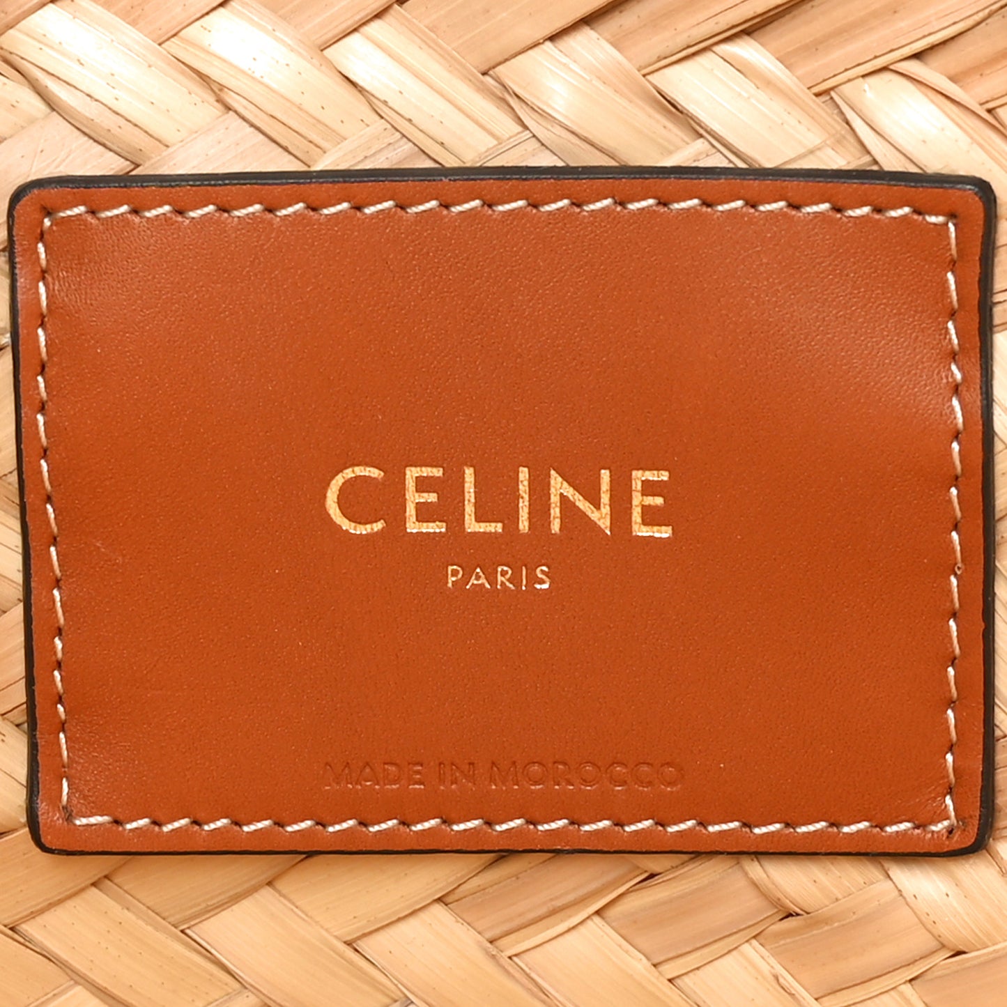 Raffia Calfskin Triomphe Teen Panier Tan