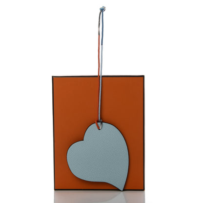 Hermes Togo Epsom Petit H Heart Bag Charm Bleu Atoll Bleu Saphir 4 of 4