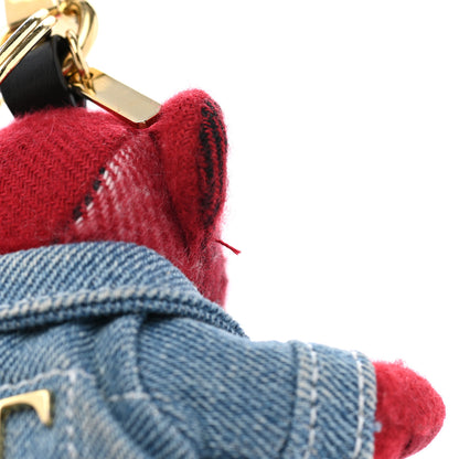 Burberry Cashmere Denim Jacket Thomas Bear Bag Charm Red 5 of 7