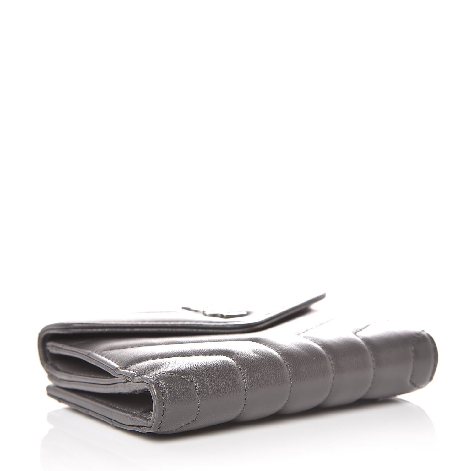 Saint Laurent Lambskin Y Quilted Monogram Compact Loulou Wallet Asphalt 4 of 9