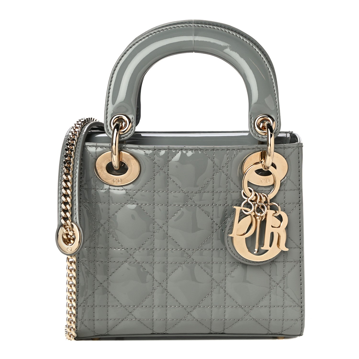 Christian Dior Patent Cannage Mini Lady Dior Grey Stone 1 of 11