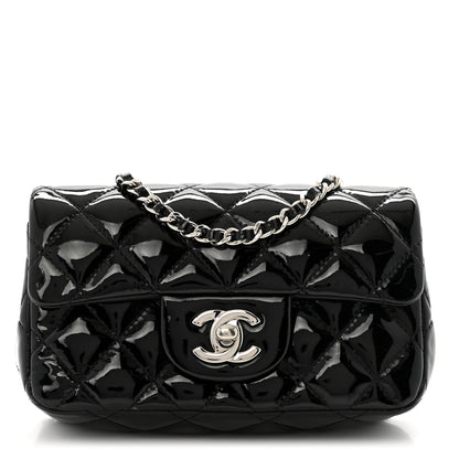 Chanel Patent Calfskin Quilted Extra Mini Rectangular Flap Black 1 of 12