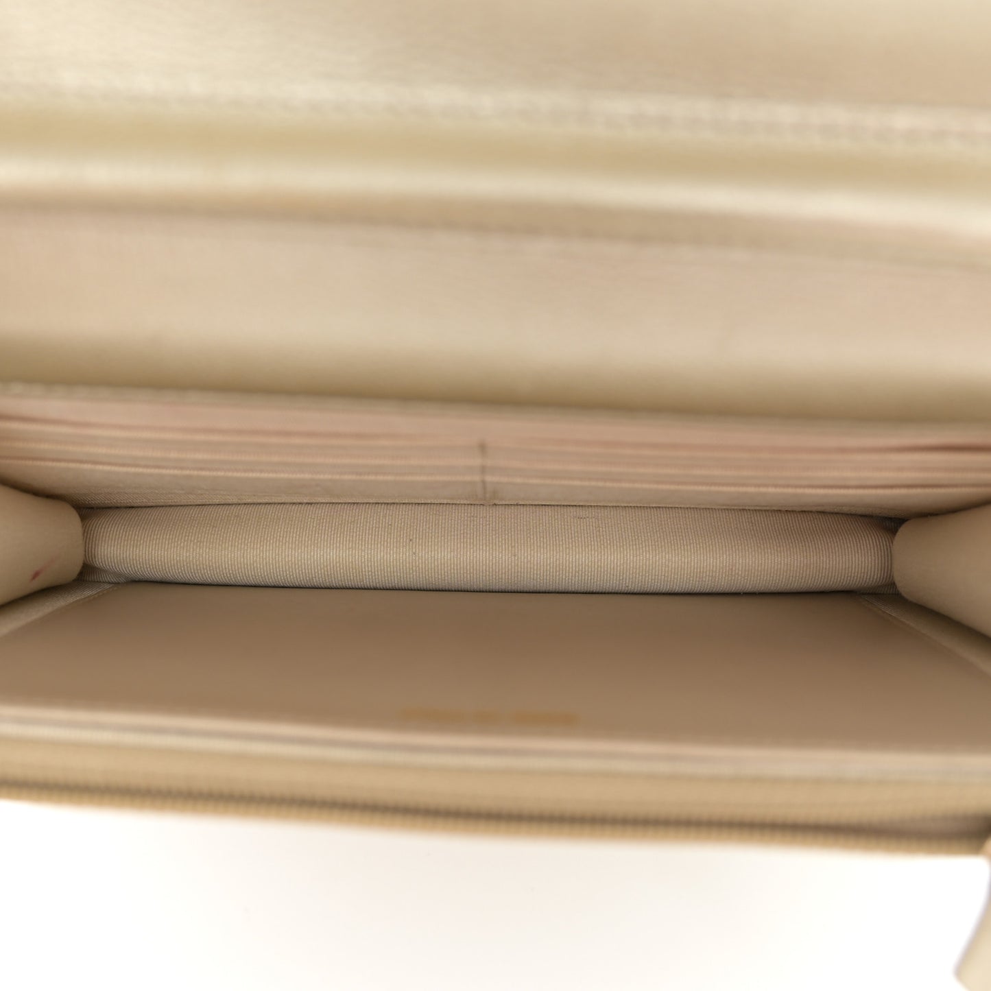 Metallic Caviar Quilted Wallet On Chain WOC Light Gold