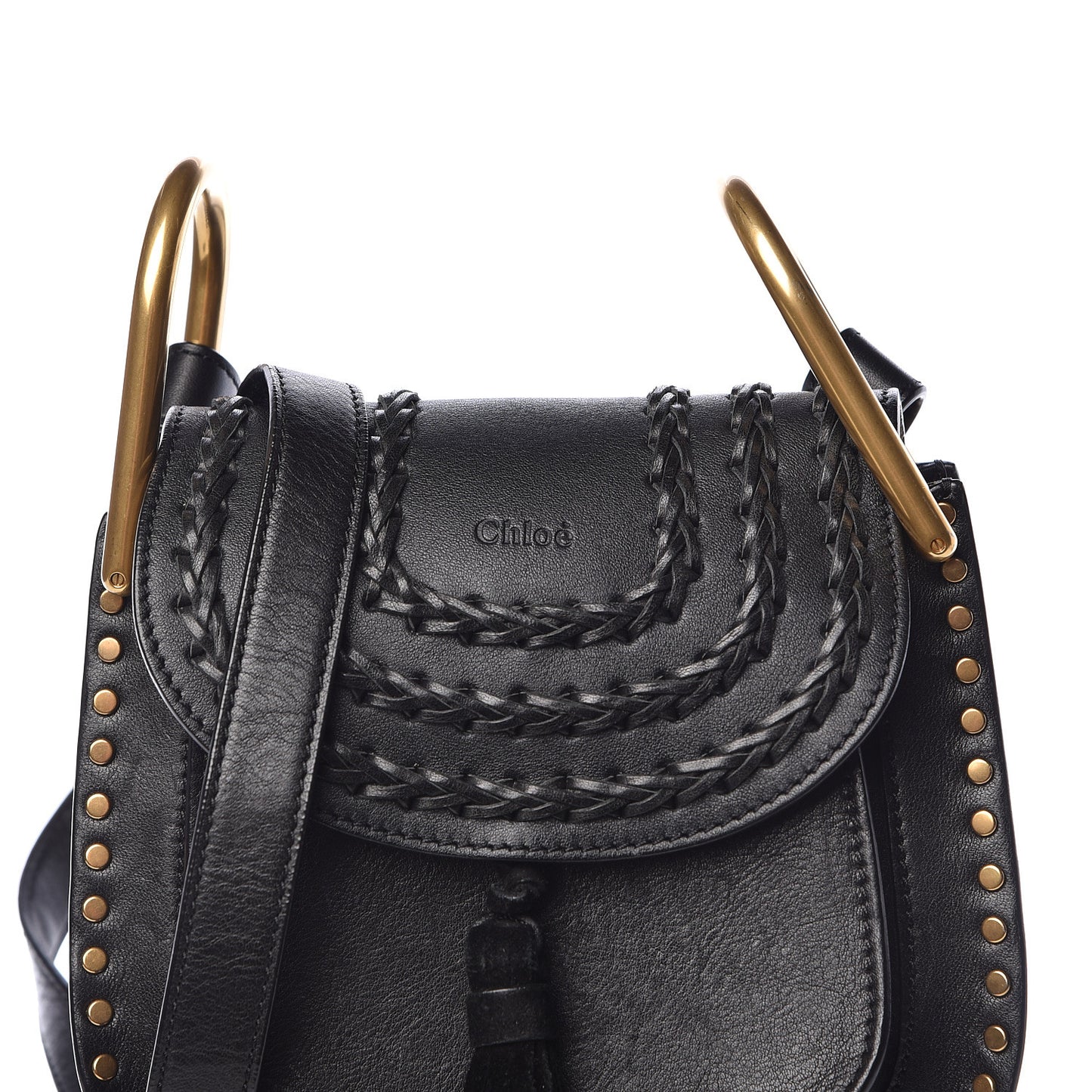 Calfskin Braided Mini Hudson Shoulder Bag Black