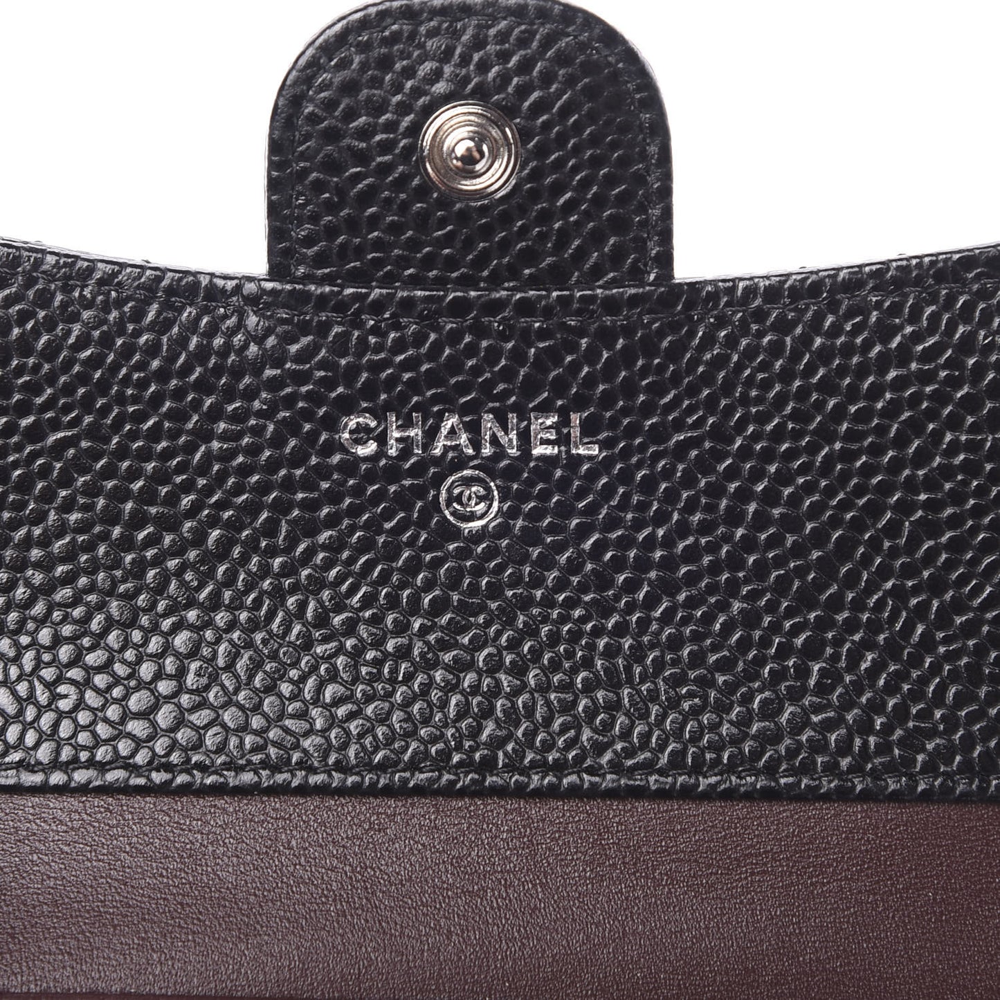 Caviar Quilted Compact Flap Wallet Black
