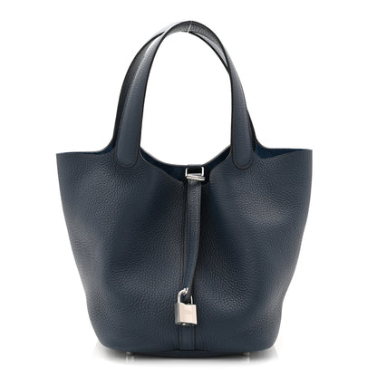 Hermes Taurillon Clemence Picotin Lock 22 MM Bleu de Prusse 1 of 11