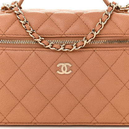 Chanel Caviar Quilted Top Handle Slim Vanity With Chain Brown 8 of 11
