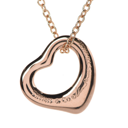 Tiffany 18K Rose Gold 11mm Elsa Peretti Open Heart Pendant Necklace 5 of 7