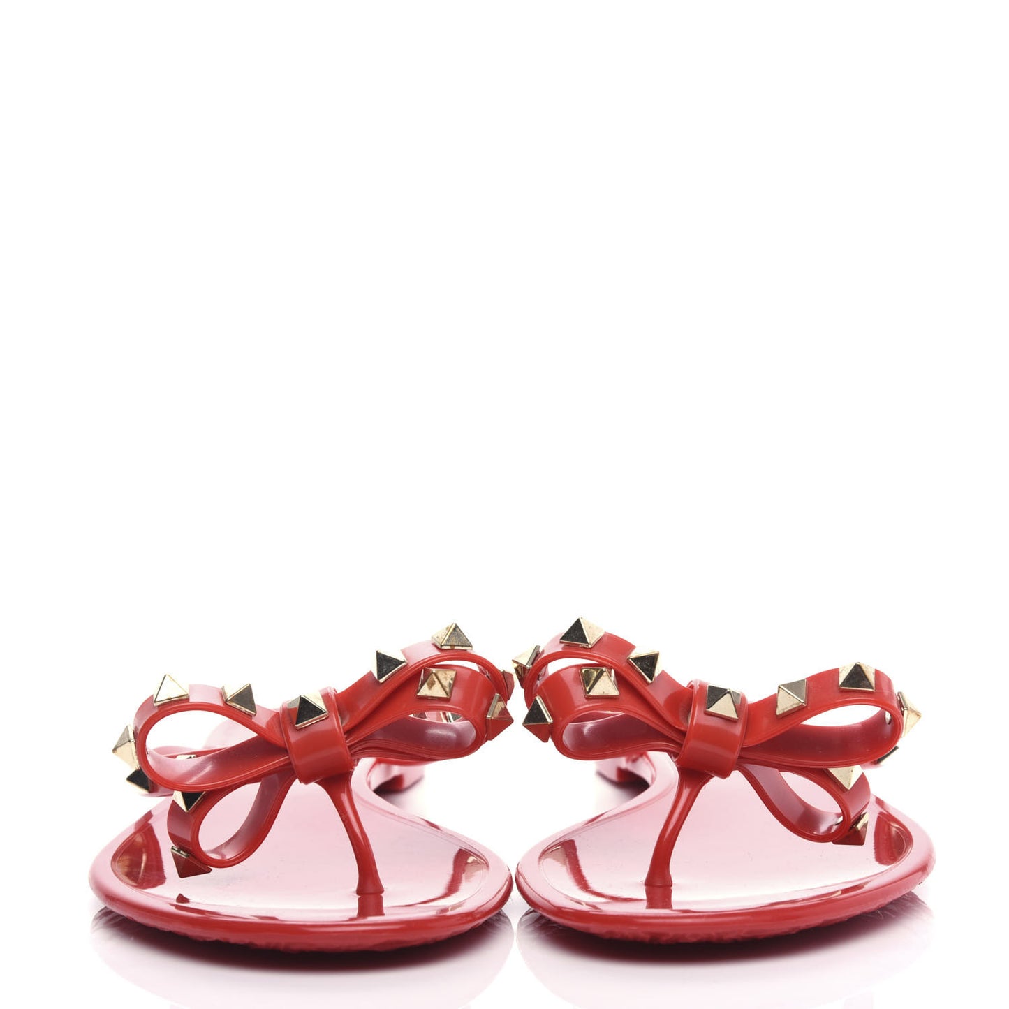 PVC Jelly Rockstud Bow Thong Sandals 40 Rosso Valentino
