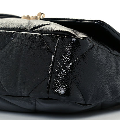 Chanel Shiny Crumpled Calfskin Quilted Medium Chanel 19 Flap Black 10 of 11