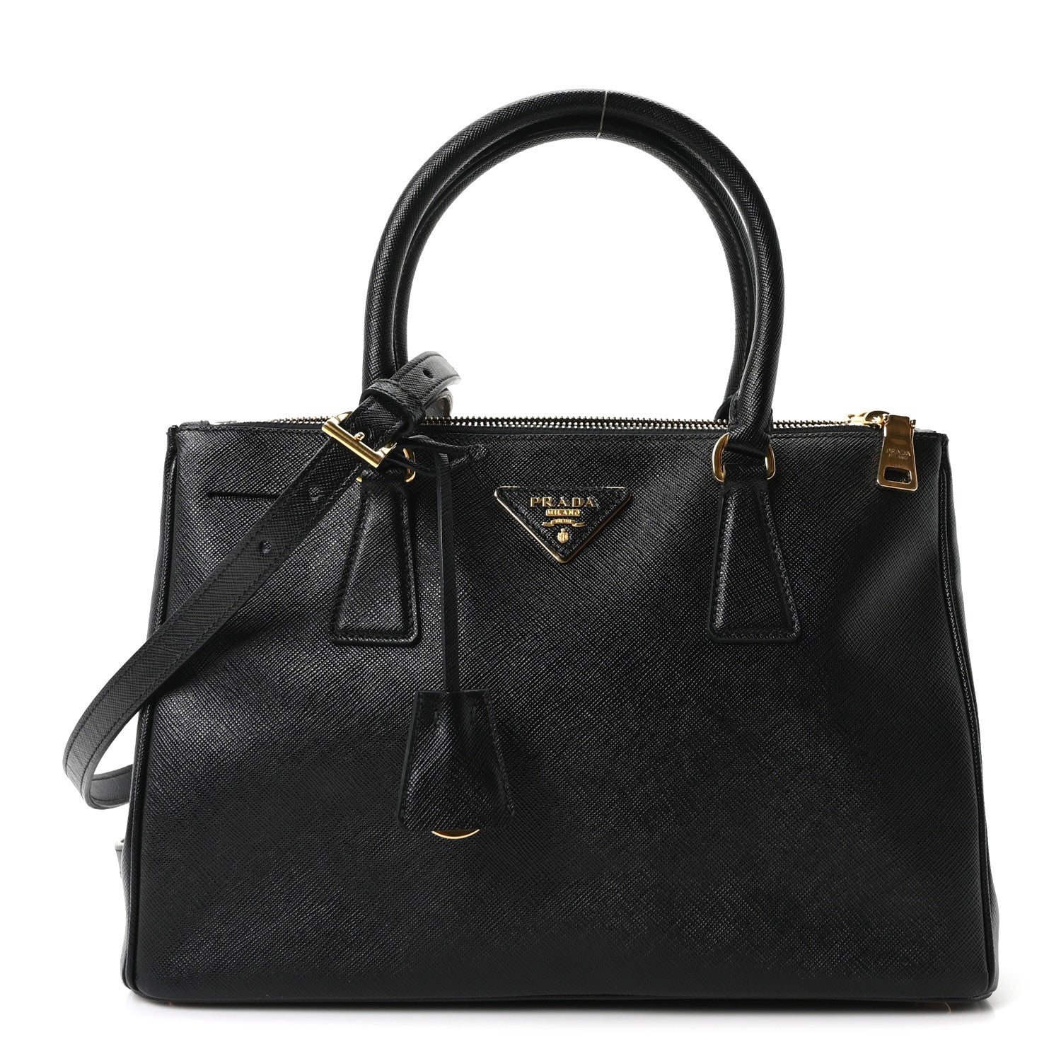 Prada Saffiano Small Galleria Double Zip Tote Black 1 of 10