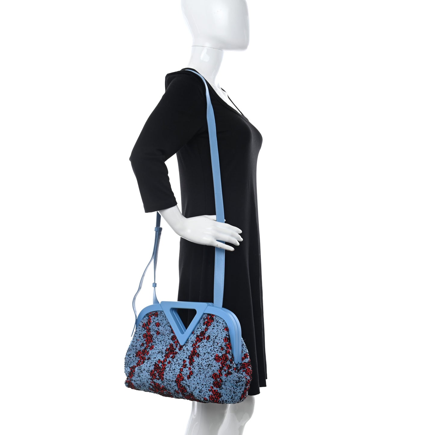 Textured Fabric Medium The Point Triangle Bag Red Blue