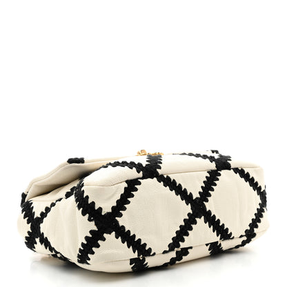 Chanel Calfskin Crochet Medium Chanel 19 Flap White Black 4 of 10
