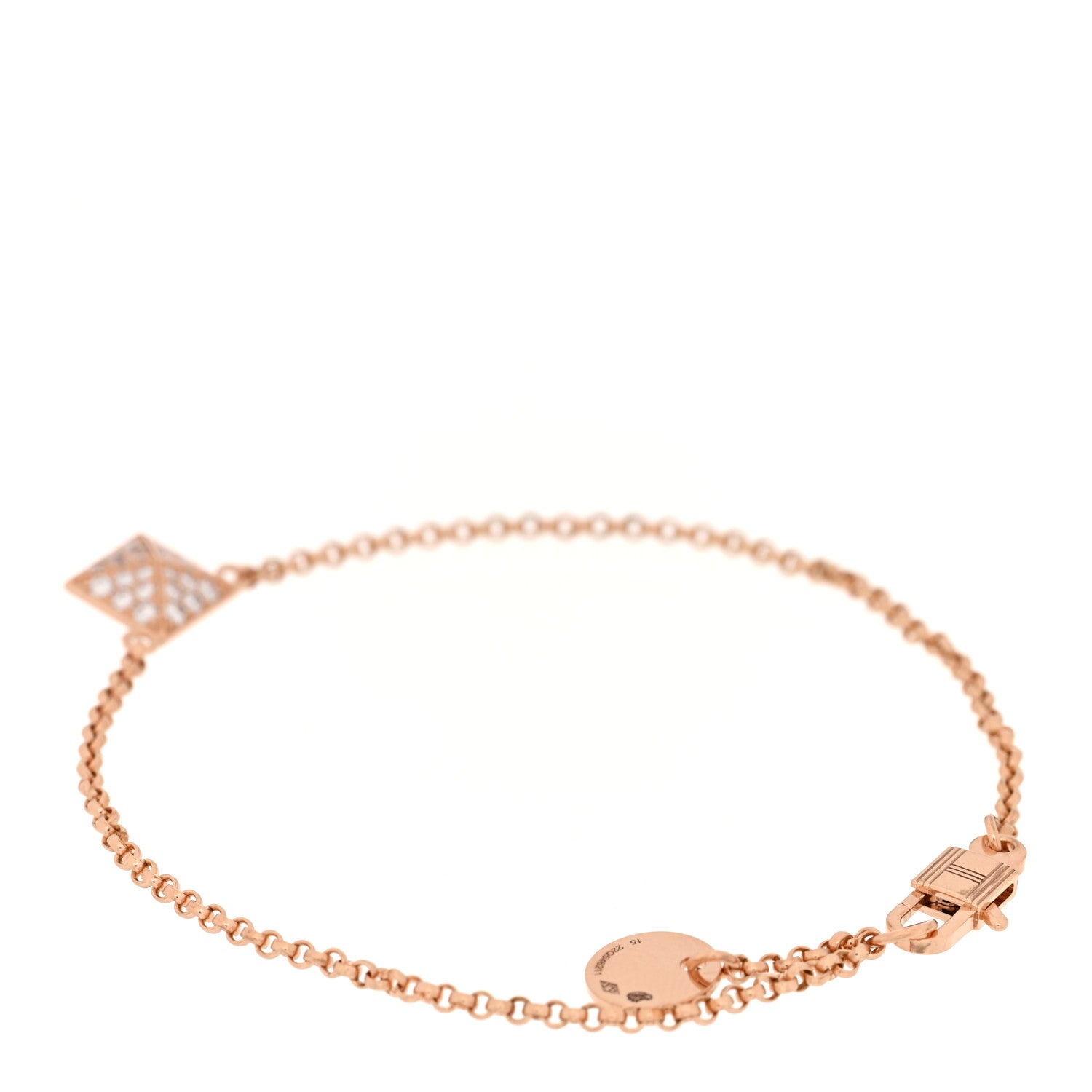 Hermes 18K Rose Gold Diamond PM Clou d'H Bracelet 2 of 4
