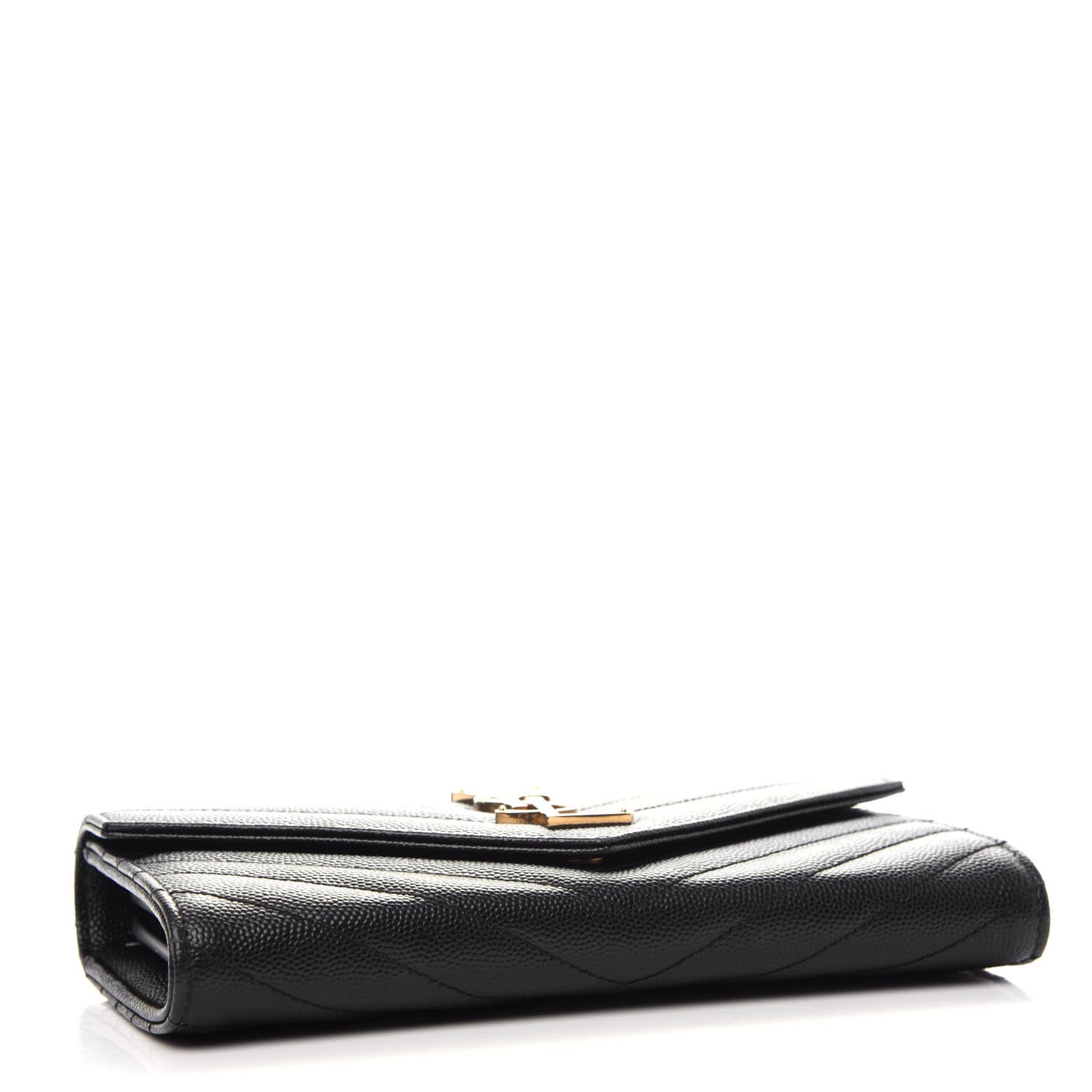 Grain De Poudre Matelasse Chevron Monogram Flap Wallet Black
