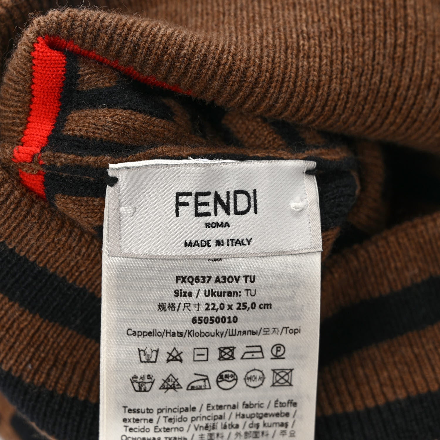 Fendi Cashmere Wool Beanie Tobacco Rosso 5 of 5