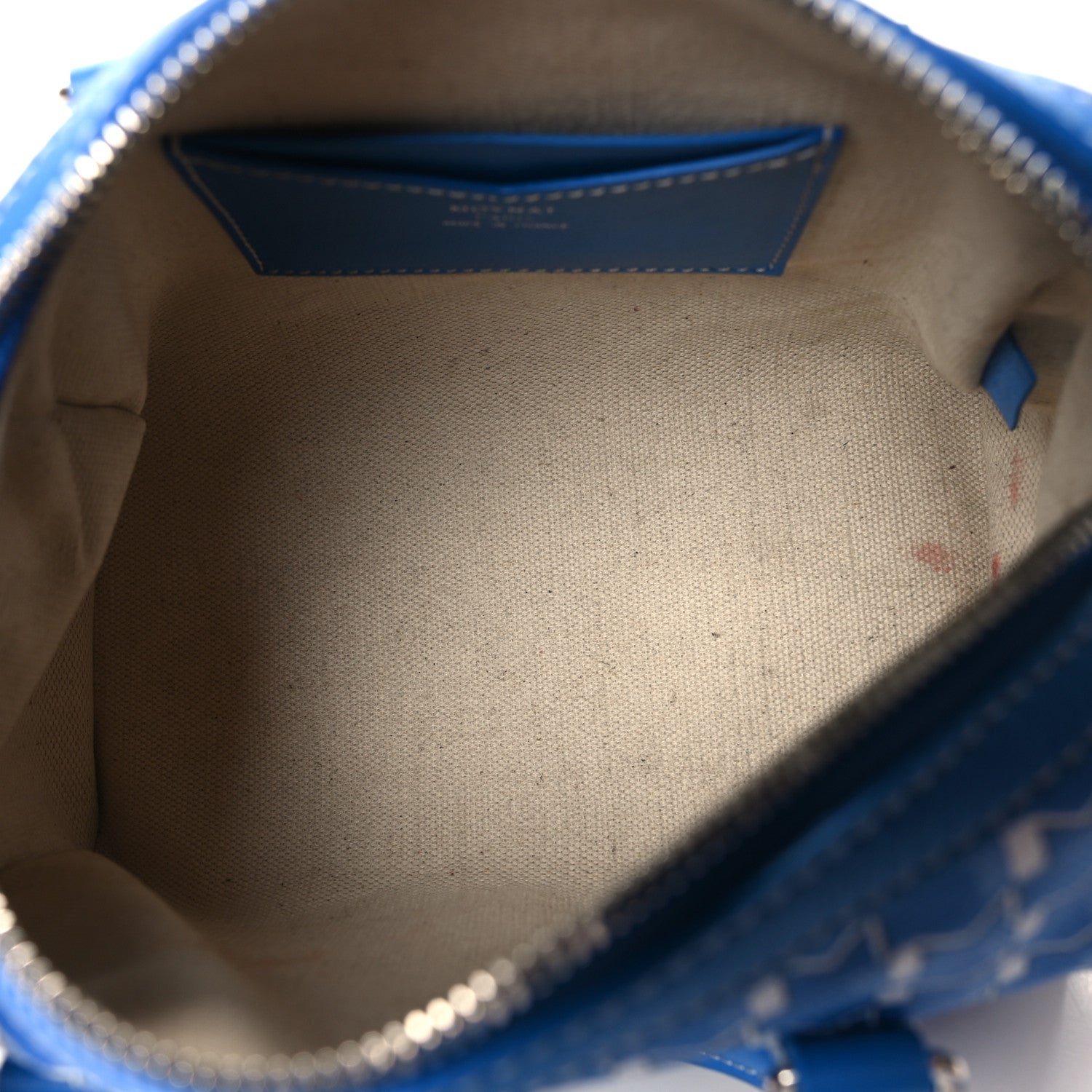 Moynat Grained Calfskin Canvas Crossbody Blue 5 of 11