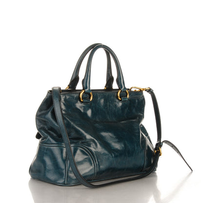 Prada Vitello Shine Tote Denim 13 of 20