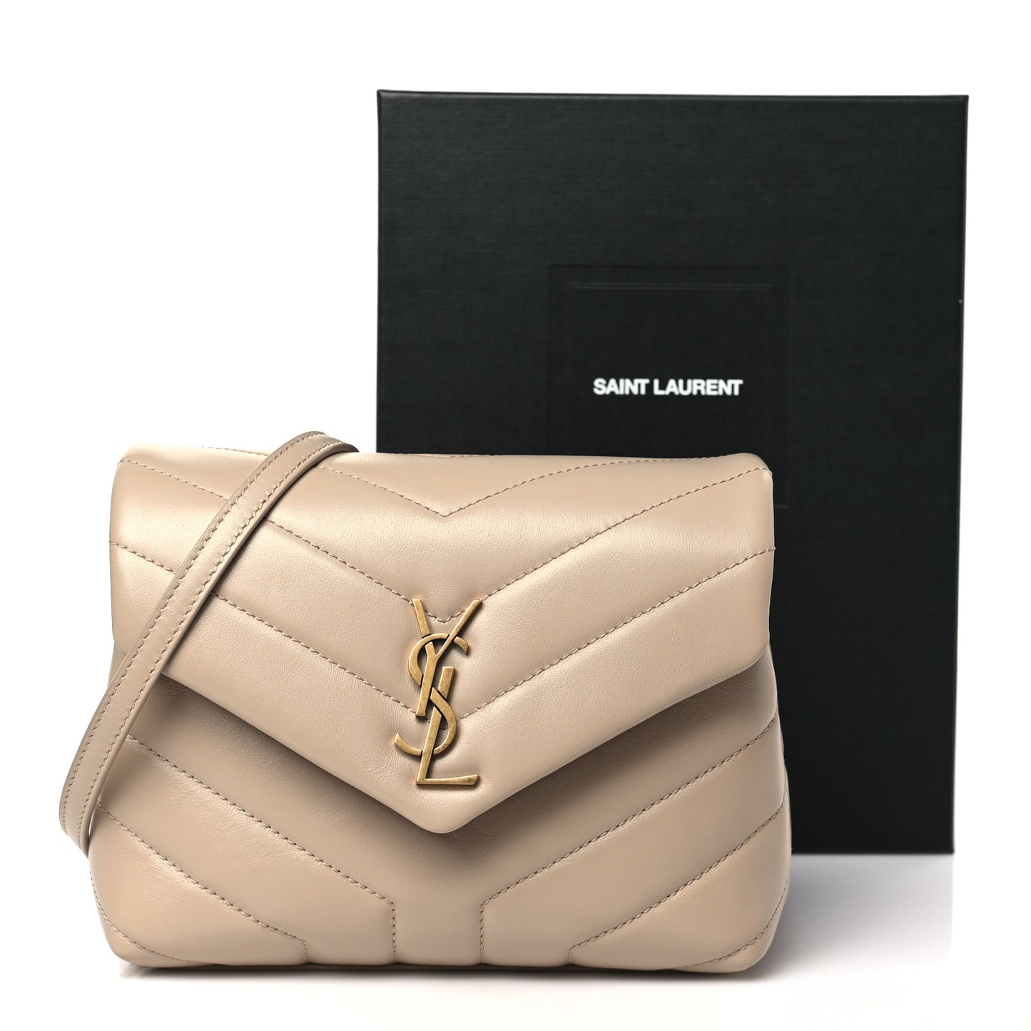 Calfskin Y Quilted Monogram Toy Loulou Crossbody Bag Dark Beige