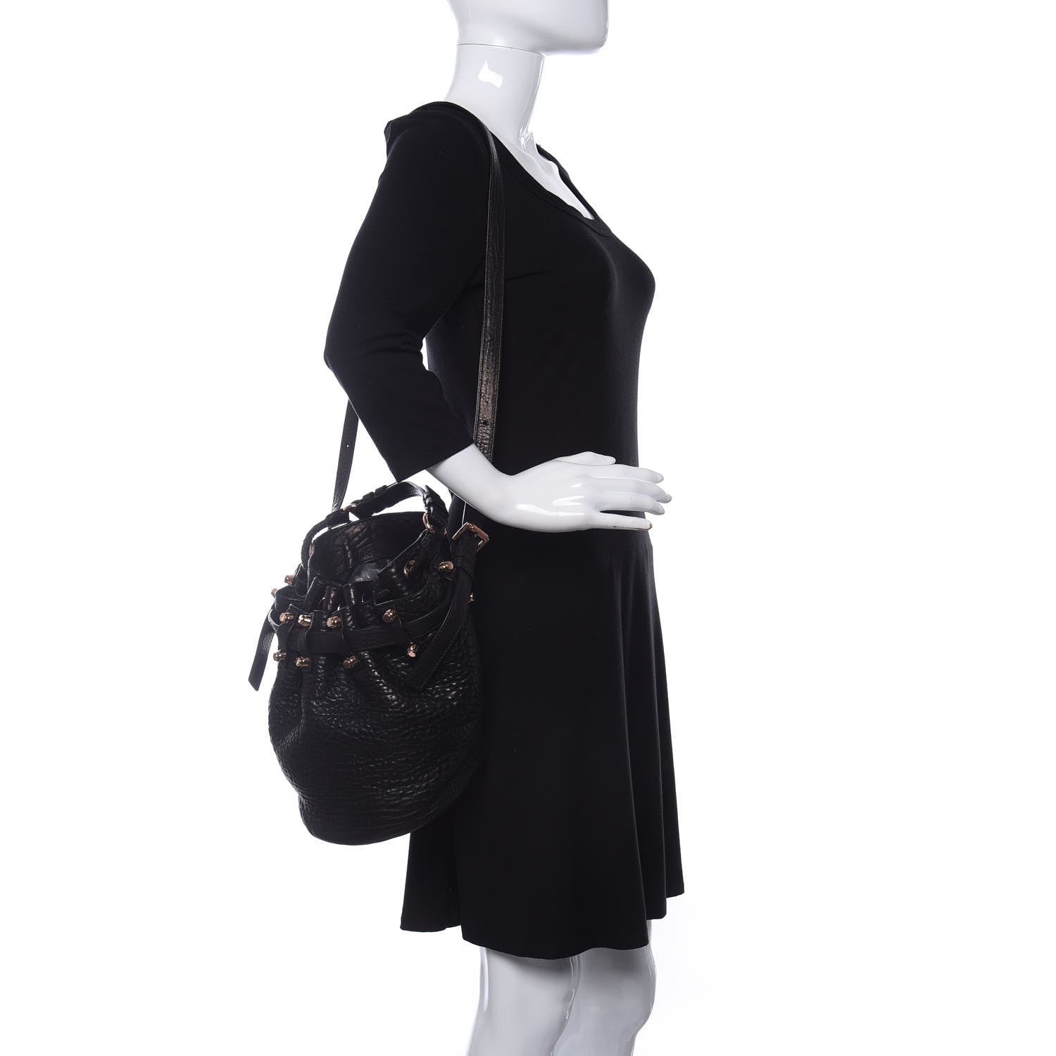 Alexander Wang Pebbled Lambskin Diego Bucket Black Rose Gold Hardware 2 of 9