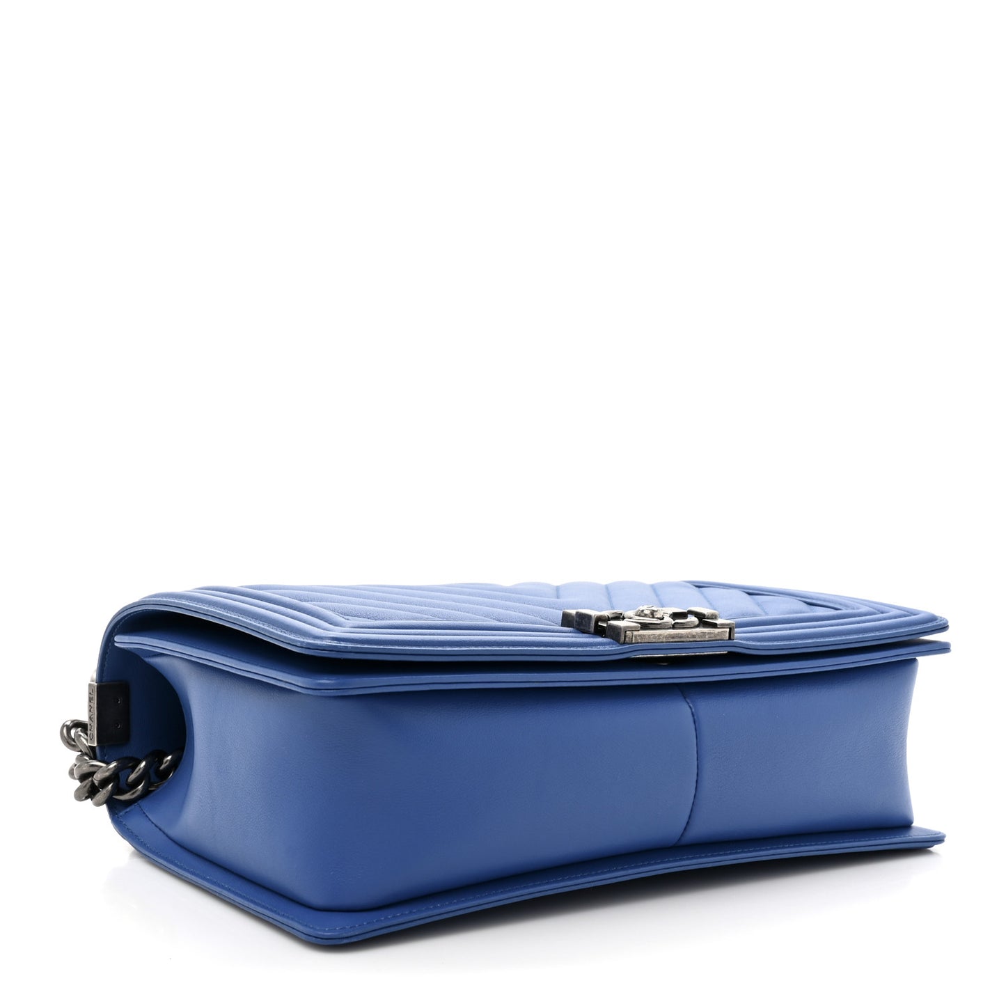 Lambskin Chevron Quilted New Medium Boy Flap Bright Blue