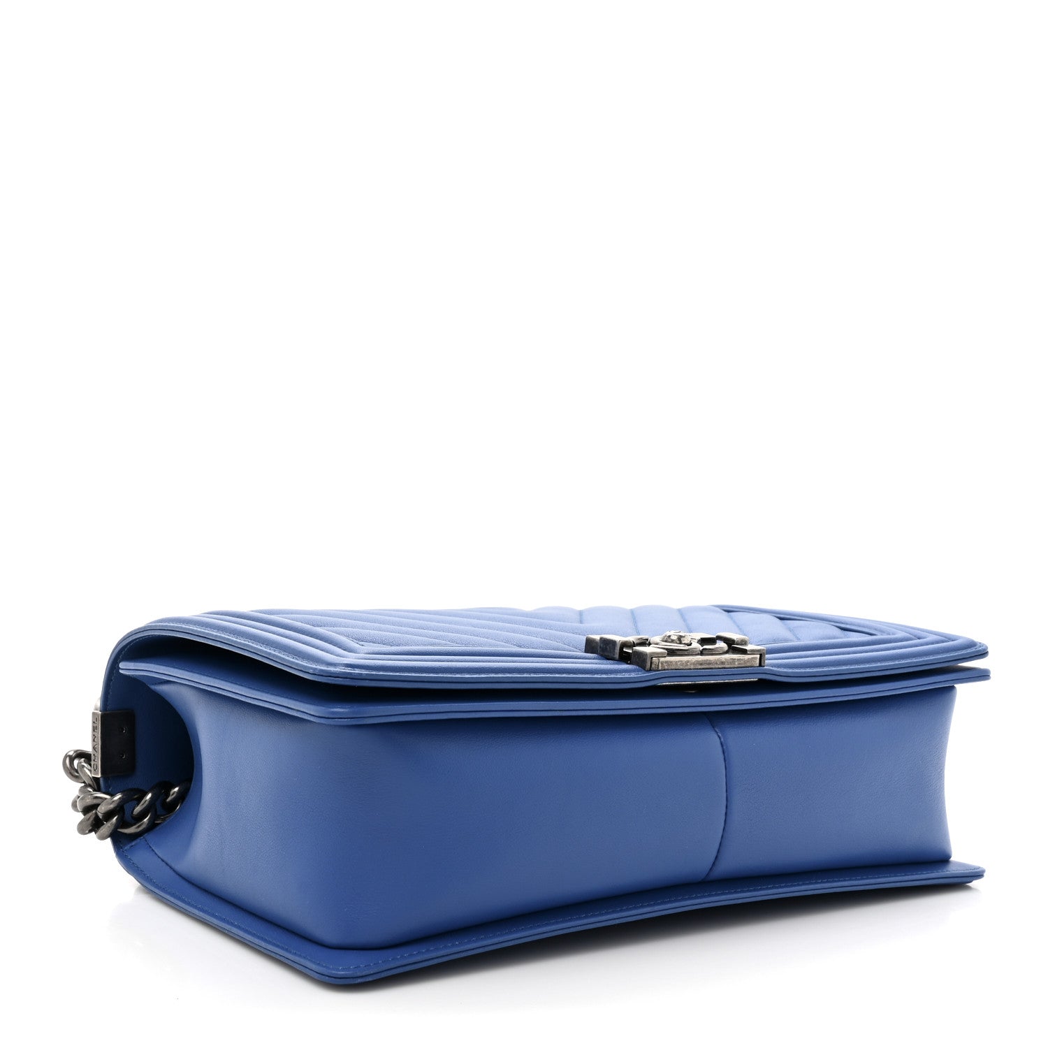 Chanel Lambskin Chevron Quilted New Medium Boy Flap Bright Blue 4 of 15