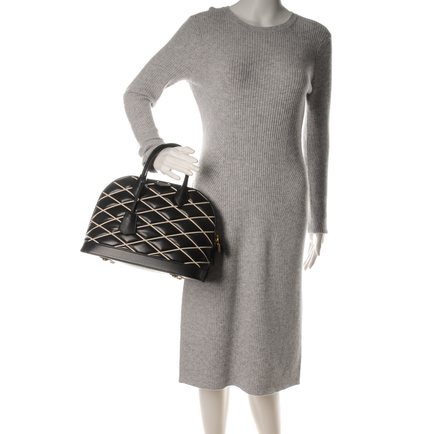 Louis Vuitton Lambskin Malletage Alma PM Black 2 of 6