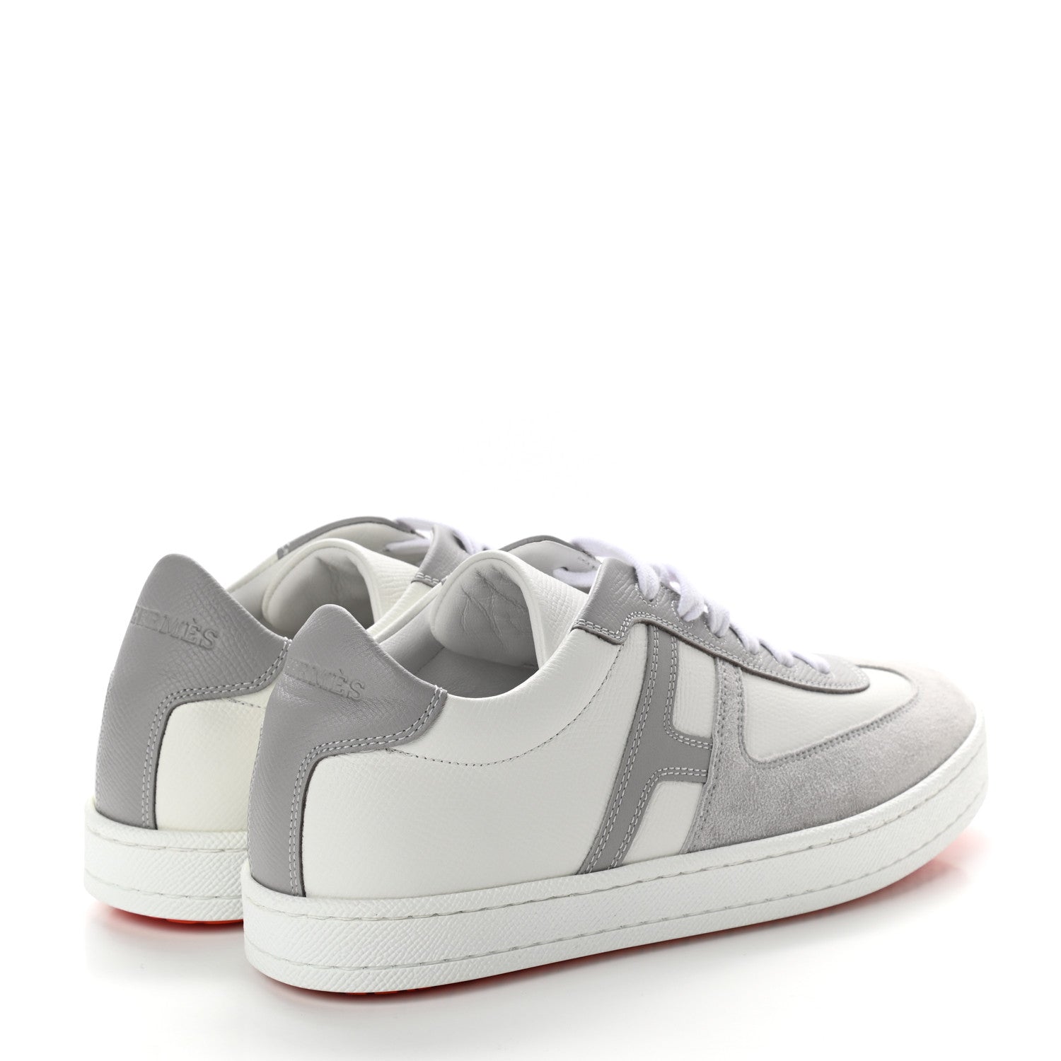 Hermes Epsom Suede Boomerang Sneakers 35.5 White Gris 4 of 8