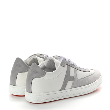 Hermes Epsom Suede Boomerang Sneakers 35.5 White Gris 4 of 8