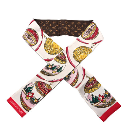 Louis Vuitton Silk Monogram 2023 Christmas Animation Ornaments Bandeau Brown Multicolor 1 of 3