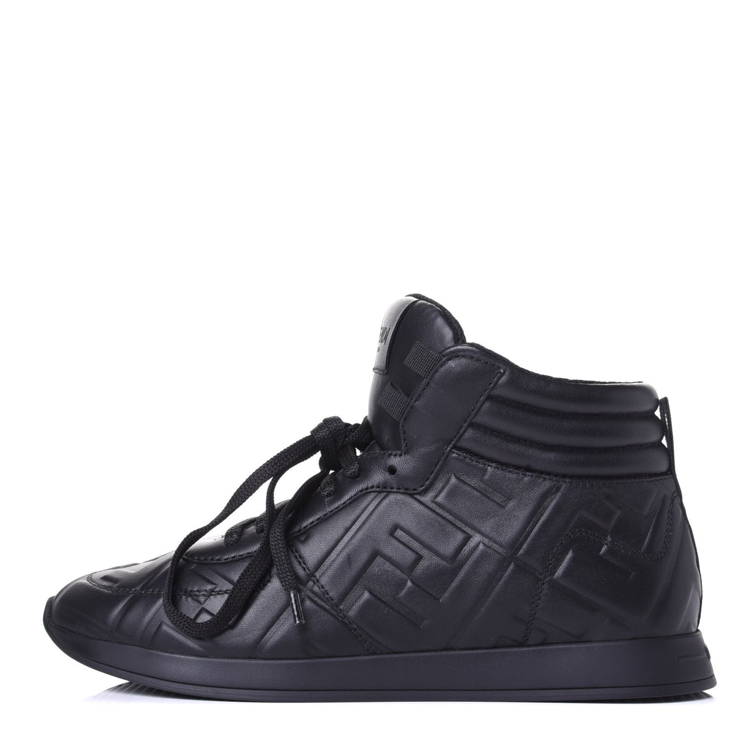 Nappa Macro FF Embossed High Top Sneakers 37 Black