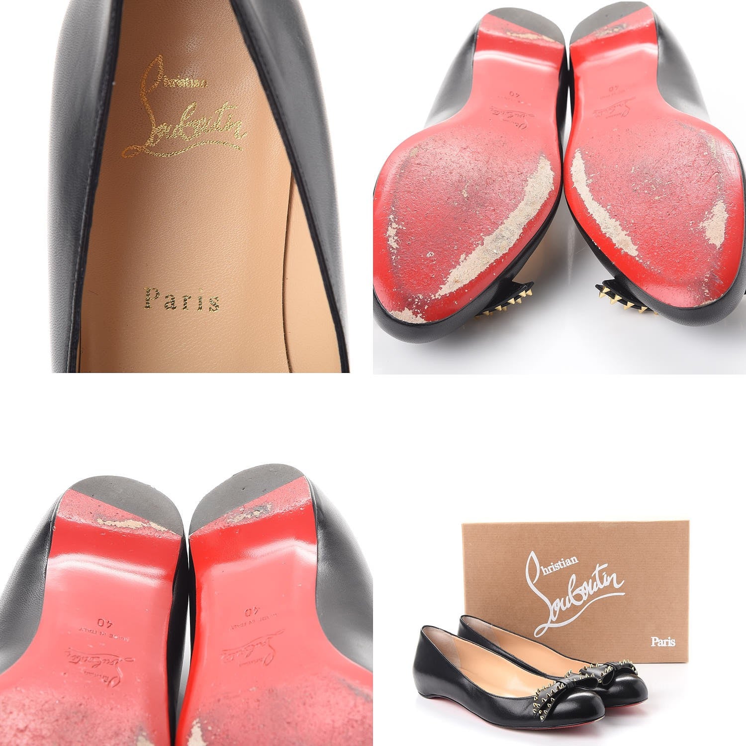 Christian Louboutin Nappa Ballalarina Spiked Bow Flats 40 Black 10 of 10